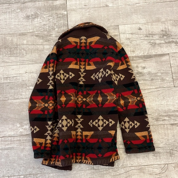 Ralph Lauren Brown Southwestern Sweater Cardigan Native Coat Aztec Camping Ranch - Picture 6 of 10